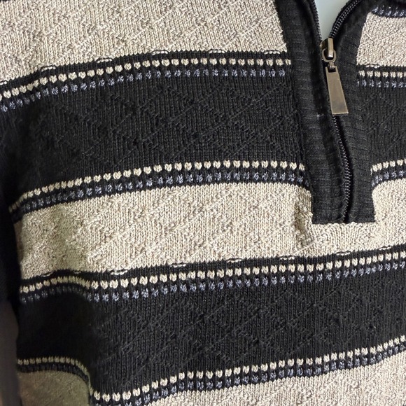 VTG 90s Chereskin Quarter Zip Sweater Men Medium Black Stripe Indie Geek Hipster - Picture 7 of 10